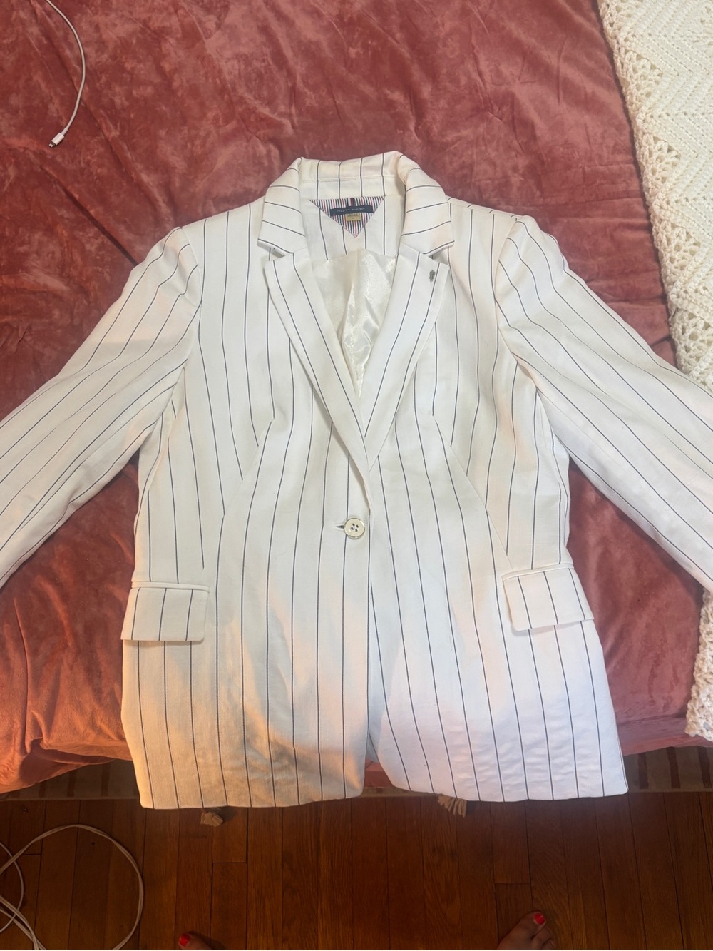 Tommy Hilfiger White Blazer with navy Pinstripes